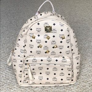 MCM Studded Beige Medium Backpack